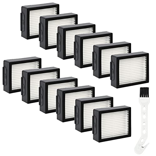 HEPA Roomba Filter Ersatz für iRobot Roomba E I & J Serie Staubsauger i7 i7 Plus j7 E5 E7 Roboterstaubsauger, 12 Stück hocheffiziente Roomba-Filter + 1 Bürste von APPLIANCEMATES