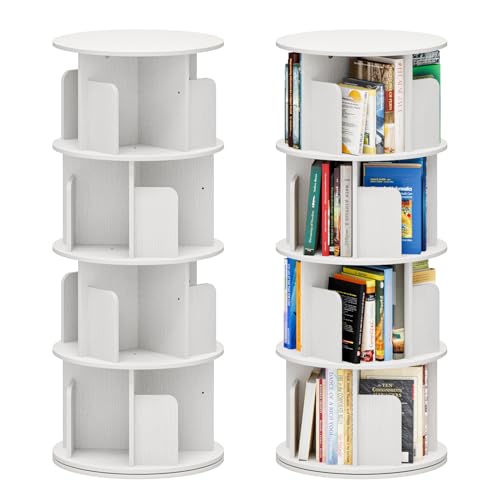 APPOLYN Bücherregal Drehbar 360 Grad, 4-Etagen Drehbares Bücherregal, Kinder bücherregal, Standregal, Multifunktionales Bücherregal für Wohnzimmer, Schlafzimmer, Büro, Weiß APPOLYN Bücherregal Drehbar 360 Grad, 4-Etagen Drehbares Bücherregal, Kinder bücherregal, Standregal, Multifunktionales Bücherregal für Wohnzimmer, Schlafzimmer, Büro, Weiß von APPOLYN