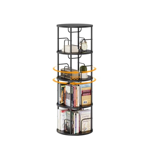 APPOLYN Drehbares Bücherregal mit 4 Ebenen, 360° Display, drehbares Eck-Bücherregal, platzsparendes Metallrahmen, Bücherregal für Wohnzimmer, Büro, Schlafzimmer, Schwarz APPOLYN Drehbares Bücherregal mit 4 Ebenen, 360° Display, drehbares Eck-Bücherregal, platzsparendes Metallrahmen, Bücherregal für Wohnzimmer, Büro, Schlafzimmer, Schwarz von APPOLYN