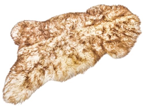 APREGGIO - Echtes Schaffell Teppich Muflon-Braun - Natürliches Schaffell Überwurf - Weiche Schaffell Teppiche Wohnzimmer - Flauschiges Lammfell - Boden Teppich - Wohnzimmer Teppich 100x110 cm von APREGGIO