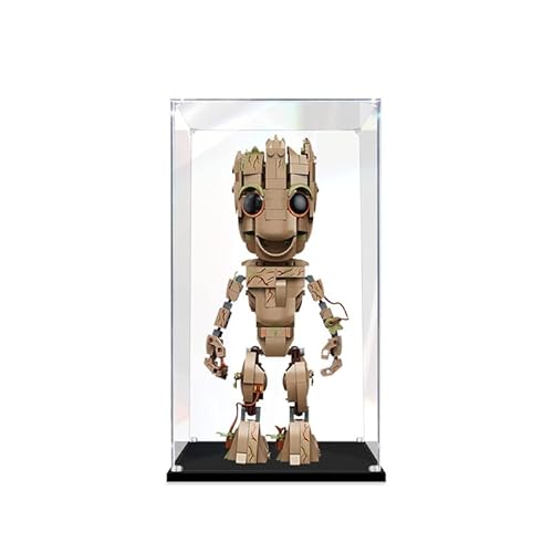 APRILA Acryl Vitrine für 76217 Ich Bin Groot, Staubdichte Vitrine Transparente Schaukasten Aufbewahrungsbox für Modelle Sammlerstücke, 15 x 15 x 30CM (Nur Vitrine) (02 -3mm) von APRILA