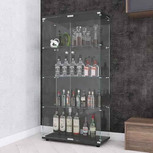 APRILSOUL Vitrine aus Glas, schwarz, 4 Einlegeböden, Doppeltür von APRILSOUL