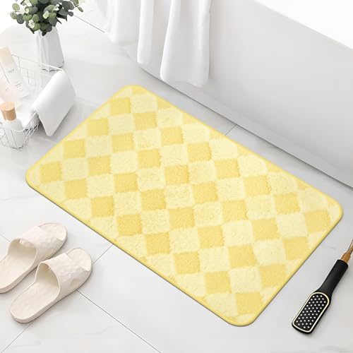 APROPHIC Badezimmerteppich Duschvorleger für Badezimmer Badvorleger rutschfest Waschbar Gelb Badematte Absorbiert Wasser Teppich Badezimmer, Geeignet für Badezimmer, Badewannen, unter Türen 50x80 cm von APROPHIC