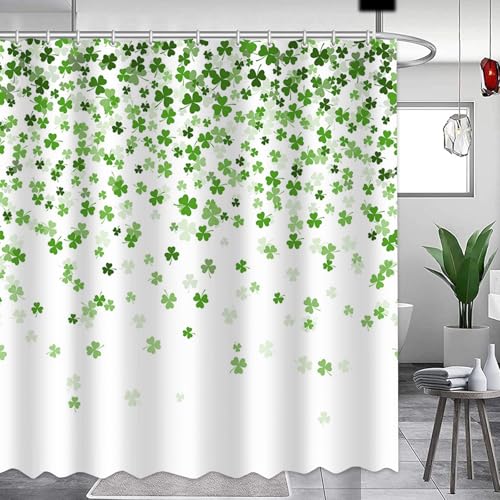 APROPHIC St. Patrick's Day Duschvorhang, St. Patrick's Day Duschvorhang Grünklee Duschvorhang St. Patrick's Day Duschvorhang St. Patrick's Day Duschvorhang Set mit Haken, 180X180 cm von APROPHIC