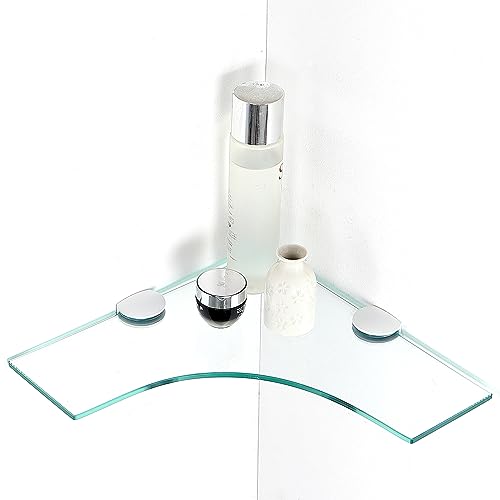 APROTOSS 30,5 cm großes Glas-Duschregal, schwebendes Glasregal mit weißen Halterungen, schlankes schwebendes Design für stilvolle Präsentation und Aufbewahrung in jedem Raum, mit ungenutzten Ecken. von APROTOSS