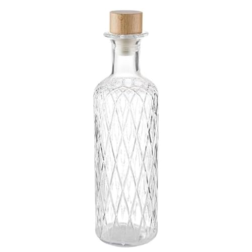 APS 10742 Glaskaraffe -DIAMOND-, Ø 8 cm, H: 28 cm, 0,8 Liter, Glas, Buchenholz, Silikon, von APS