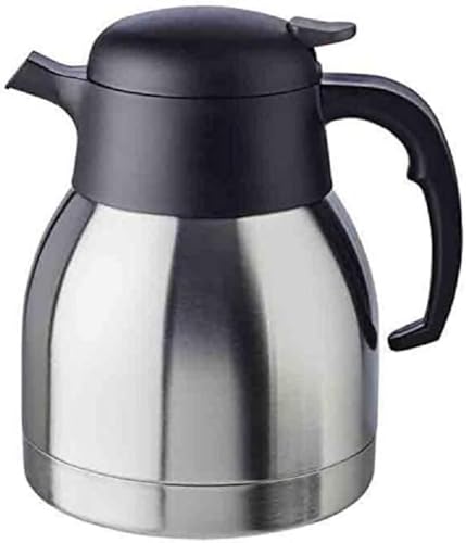 APS 10910 Isolierkanne „Classic“, 1 Liter, Kaffeekanne mit Drehverschluss, Ø 14 cm, H: 19 cm, doppelwandiger Edelstahl, für heiße und kalte Getränke, nicht spülmaschinengeeignet, ca. 8 Tassen von APS