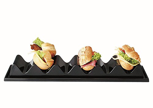 APS 11887 Snackpresenter/Snackwelle - 3 Mulden, 29 x 19 cm, Höhe 6,5 cm, Polystyrol, schwarz, mit Saftrille und Griffmulde, Made in Germany von APS