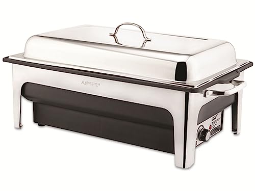 APS 12225 Edelstahl polierter Chafing Dish mit Temperaturregler, Tiefer Pfanne und Deckelhalter, 62 x 36 x 29 cm, 14 ltr von APS