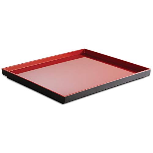 APS 15455 GN 1/1 Tablett "ASIA PLUS", 53 x 32,5 cm, Höhe 3 cm, Melamin, schwarz matt/rot glänzend von APS