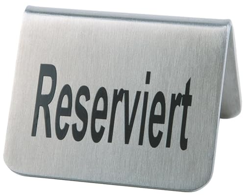 APS 17 2er-SetTischaufsteller "RESERVIERT", Tischschild, 5,5 x 5 cm, Höhe 3,5 cm, beidseitige Aufschrift, Edelstahl mattiert APS 17 2er-SetTischaufsteller "RESERVIERT", Tischschild, 5,5 x 5 cm, Höhe 3,5 cm, beidseitige Aufschrift, Edelstahl mattiert von APS