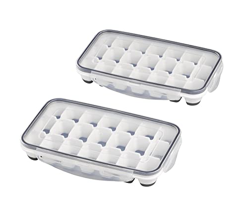 APS 2er Set Eiswürfelform inklusive transparentem Deckel, für je 21 Eiswürfel, Eiswürfelgröße: 4 x 2,5 x 3 cm APS 2er Set Eiswürfelform inklusive transparentem Deckel, für je 21 Eiswürfel, Eiswürfelgröße: 4 x 2,5 x 3 cm von APS