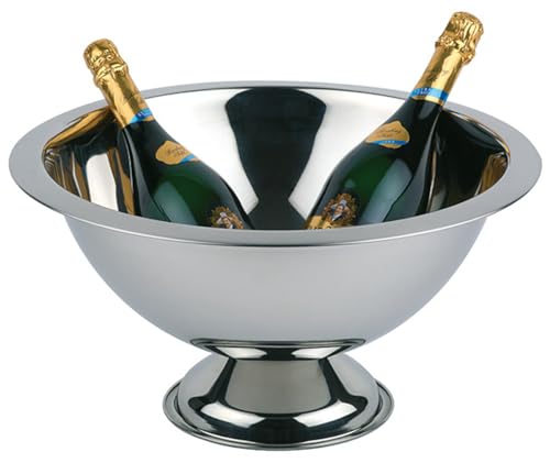 APS 36046 Champagnerkühler, Flaschenkühler, Edelstahl, hochglanzpoliert, Rand matt poliert, Ø 45 bzw. 21 cm, Höhe 23 cm, Fassungsvermögen 12 Liter von APS