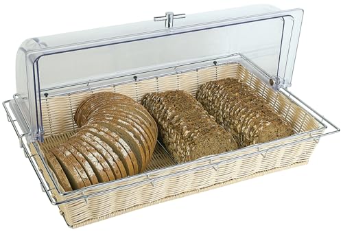 APS 40150 Buffetkorb (ohne Haube), Korb, Obstkorb, Brotkorb,56,5 x 36 x 10 cm, Polypropylen, mit Edelstahldraht und Fixierungsrahmen, beige von APS