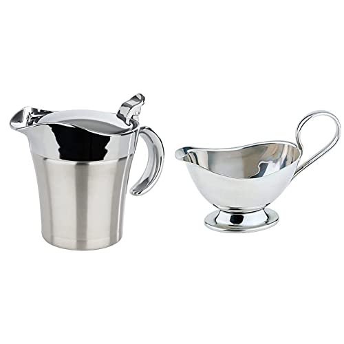 APS 40207 Doppelwandig isolierte Sauciere, 19 x 12,5 x 13 cm, 0,4 ltr & hochwertige Edelstahl-Sauciere, Weihnachtsessen, Braten-/ Dessertsoße, Tafelgeschirr, für 250 ml, 16 x 7,5 cm, H: 9 cm von APS