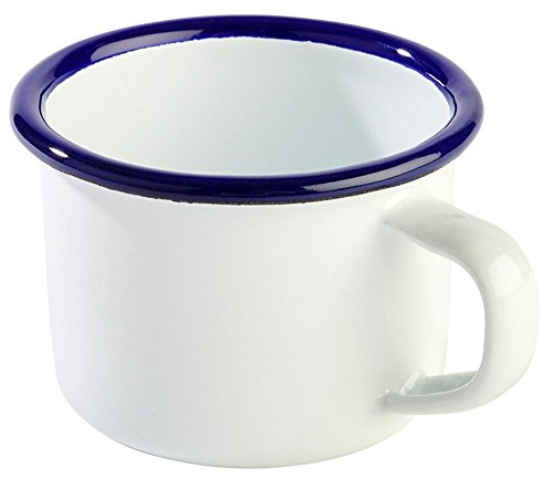 APS 40636 ENAMELWARE Metallbecher, Ø 7 x 5 cm 0.10 ltr. Weiß/Blau von APS
