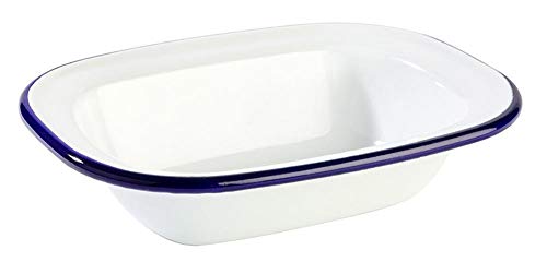 APS 40667 ENAMELWARE Metallschüssel weiß / Blau, 16 x 12 x 3, 5 cm 0.20 ltr. von APS