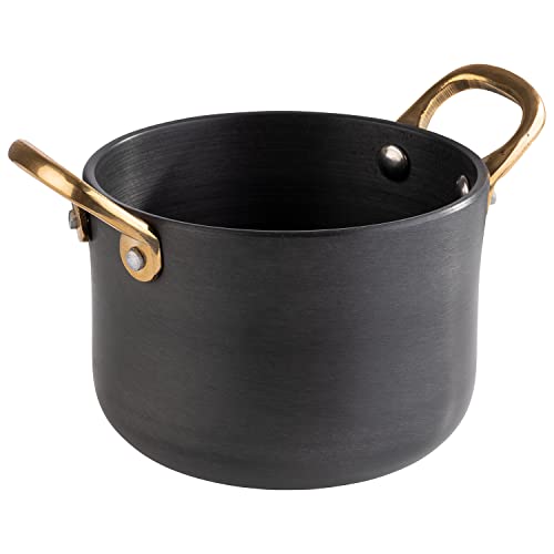 APS 40740 Serviertöpfchen, Aluminium, Griffe aus Messing, Ø 11,5 cm, 0,6 Liter, schwarz von APS