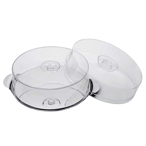 APS 652 Tortenplatte mit 2 Hauben hochwertige Kuchenplatte aus Edelstahl mit Griffen und 2 Tortenhauben (Höhen 7cm + 11cm, 30 cm) langlebig und stapelbar, Made in Germany, Transparent von APS