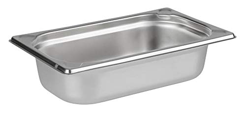 APS 81402 GN 1/4 Behälter, rostfreier Gastronormbehälter Edelstahl, Abmessungen 265 x 160 mm/Höhe 65 mm/Volumen 1,8 Liter von APS