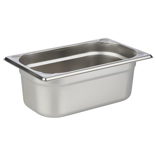 APS 81404 GN 1/4 Behälter, rostfreier Gastronormbehälter Edelstahl, Abmessungen 265 x 160 mm/Höhe 100 mm/Volumen 2,8 Liter von APS