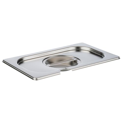 APS 81492 GN 1/4 Deckel mit Löffelaussparung, rostfreier Edelstahl, Abmessungen 160 x 265 mm/Höhe 30 mm von APS