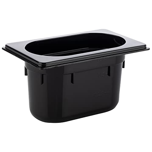 APS 82081 GN 1/9 Behälter, Gastronormbehälter aus Polycarbonat, Abmessungen 176 x 108 mm/Höhe 100 mm/Volumen 1 Liter, schwarz von APS