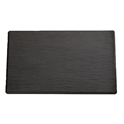 APS 83956 GN 1/2 Tablett Slate, 32,5 x 26,5 cm, Höhe 1 cm, Melamin, schwarz, Schieferlook, mit Antirutsch-Füßchen von APS