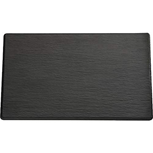 APS 83958 GN 1/4 Tablett Slate, 26,5 x 16,2 cm, Höhe 1 cm, Melamin, schwarz, Schieferlook, mit Antirutsch-Füßchen von APS