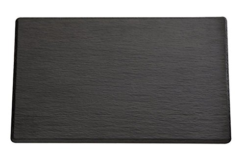 APS 83971 GN 2/4 Tablett Slate, 53 x 16,2 cm, Höhe 1 cm, Melamin, schwarz, Schieferlook, mit Antirutsch-Füßchen von APS