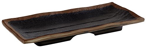 APS 84117 Tablett Marone, 19,5 x 9,5 cm, Höhe 2 cm, Melamin, schwarz mit braunem Rand von APS