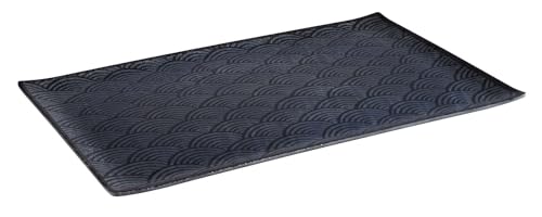 APS 84900 GN 1/1 Tablett Dark Wave, 53 x 32,5 cm, Höhe 2 cm, Melamin, schwarz/Wellendekor von APS