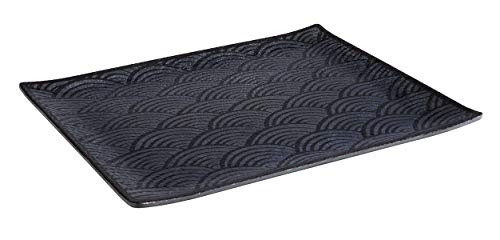 APS 84901 GN 1/2 Tablett Dark Wave, 32,5 x 26,5, Höhe 2 cm, Melamin, schwarz/Wellendekor von APS