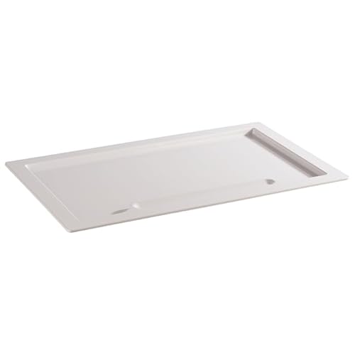 APS 85145 GN 1/1 Tablett Buffet PRO, 53 x 32,5 cm, Höhe 1,5 cm, Melamin, weiß, mit Mulde für Besteckablage von APS