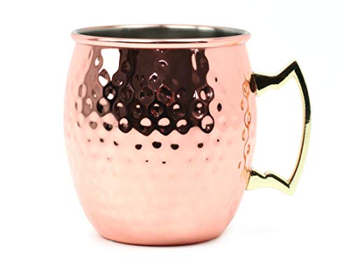 APS 93311 Becher MOSCOW MULE, Ø 9 cm, Höhe 10 cm, 0,5 Liter, Edelstahl, Kupfer-Look, gehämmerte Oberfläche, hochglanzpoliert von APS