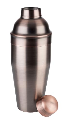 APS 93326 Shaker "CLASSIC", Ø 9 cm, Höhe 23 cm, 0,7 Liter, Edelstahl, Kupfer-Antik-Look, beinhaltet: Edelstahlbecher, Siebaufsatz, Deckel von APS