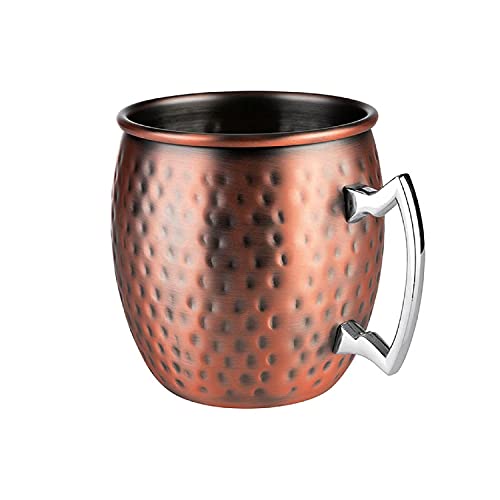 APS 93367 Becher MOSCOW MULE, 2er-Set, Ø 9 cm, Höhe 10 cm, 0,5 Liter, Edelstahl, Antik-Kupfer-Look, gehämmerte Oberfläche von APS