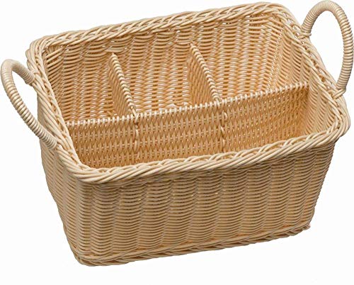 APS Besteckkorb ECONOMIC mit 4 Fächern, bruchsicherer Besteckbehälter, Besteckkasten, Besteckbehältnis, Hellbeige, 18 x 26 cm, Höhe 15 cm von APS