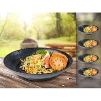 Campinggeschirr, Melamin Geschirr 4-er Set Suppen-Teller, schwarz mit Dekor von APS