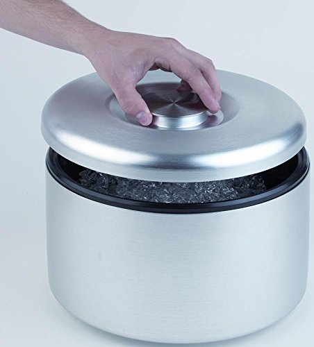 APS Eisbox - Aluminium Eisbehälter mit herausnehmbarem Innenbehälter für 150 Eiswürfel - Abmessungen: 18,5 x 18,5 cm, Höhe: 20 cm, Volumen: 3 Ltr. von APS