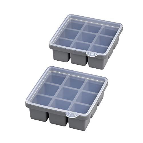 APS Eiswürfelform inklusive transparentem Deckel, für 9 Eiswürfel, Eiswürfelgröße 4 x 4 x 4 cm, Silikon von APS
