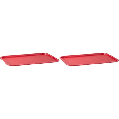 APS Fast Food-Tablett, bruchsicheres und spülmaschinenfestes Serviertablett, Made in Germany, 35 x 27 cm, Höhe 2 cm, rot (Packung mit 2) von APS