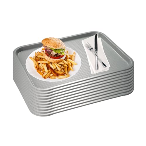 APS Fast Food-Tablett 10er Set, bruchsicheres und spülmaschinenfestes Serviertablett, Made in Germany, 35 x 27 cm, Höhe 2 cm, grau von APS