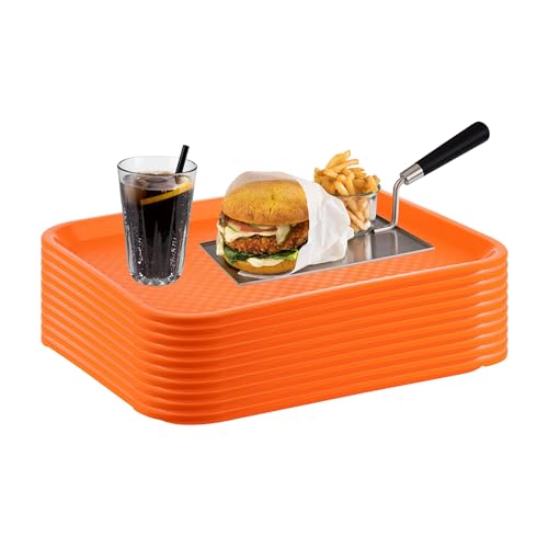 APS Fast Food-Tablett 10er Set, bruchsicheres und spülmaschinenfestes Serviertablett, Made in Germany, 35 x 27 cm, Höhe 2 cm, orange von APS