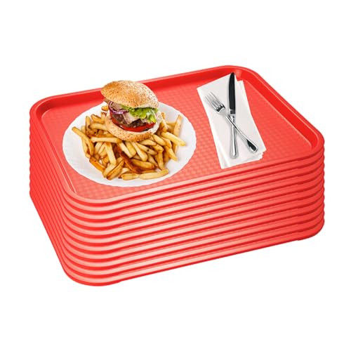 APS Fast Food-Tablett 10er Set, bruchsicheres und spülmaschinenfestes Serviertablett, Made in Germany, 35 x 27 cm, Höhe 2 cm, rot von APS