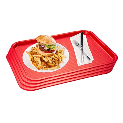 APS Fast Food-Tablett 4er Set, bruchsicheres und spülmaschinenfestes Serviertablett, Made in Germany, 41 x 30,5 cm, Höhe 2 cm, rot von APS