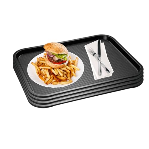 APS Fast Food-Tablett 4er Set, bruchsicheres und spülmaschinenfestes Serviertablett, Made in Germany, 41 x 30,5 cm, Höhe 2 cm, schwarz von APS