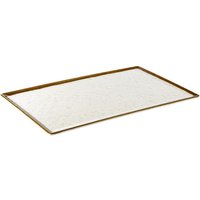 APS GN 1/1 Tablett -STONE ART- aus Melamin 53 x 32,5 x 1,5 cm, innen: Dekor, weiß, Rand: braun von APS