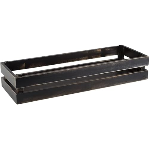 APS GN "SUPERBOX" - Wendebox: als Buffet-Box und GN-Platten-Buffetbox einsetzbar - 55,0 x 18,5 cm/Höhe 10,5 cm - passend zu GN 2/4, Akazien-Holz, schwarz von APS
