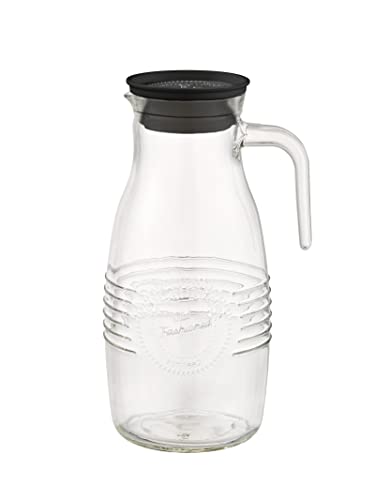 APS Glaskaraffe -OLD FASHIONED- Ø 12 cm, H: 26 cm, 1,8 Liter Glas, Polypropylen, Silikon Deckel mit Auffangsieb von APS